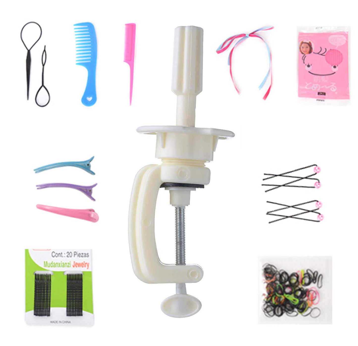 Doll Mannequin Head for Braiding Hair-26", Mannequin Head Stand Desk Table Clamp Tripod Holder