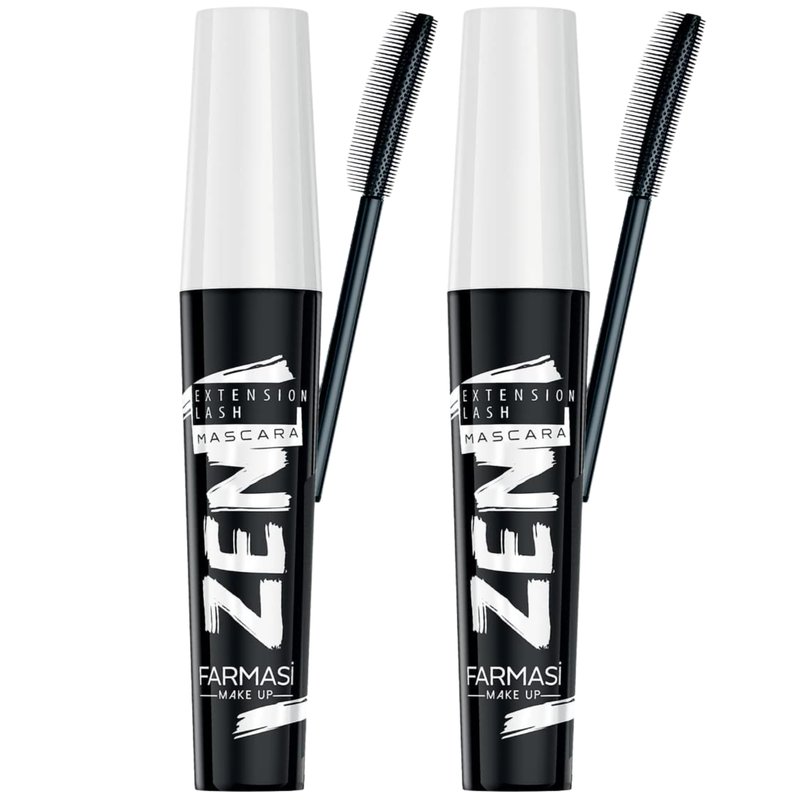 FARMASi 2 PACK Zen Extension Lash Mascara, Lengthening & Volumizing Effect, Clump-Free Definition, Smudge-Free Wear, Silicone Brush for Separated Fuller-Looking Lashes, Blackest Black