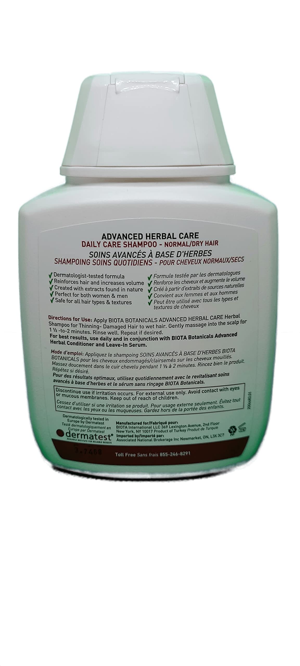 B'IOTA Botanicals Herbal Care Experts Daily Care Shampoo For Normal/Dry Thinning Hair, 10.1 OZ