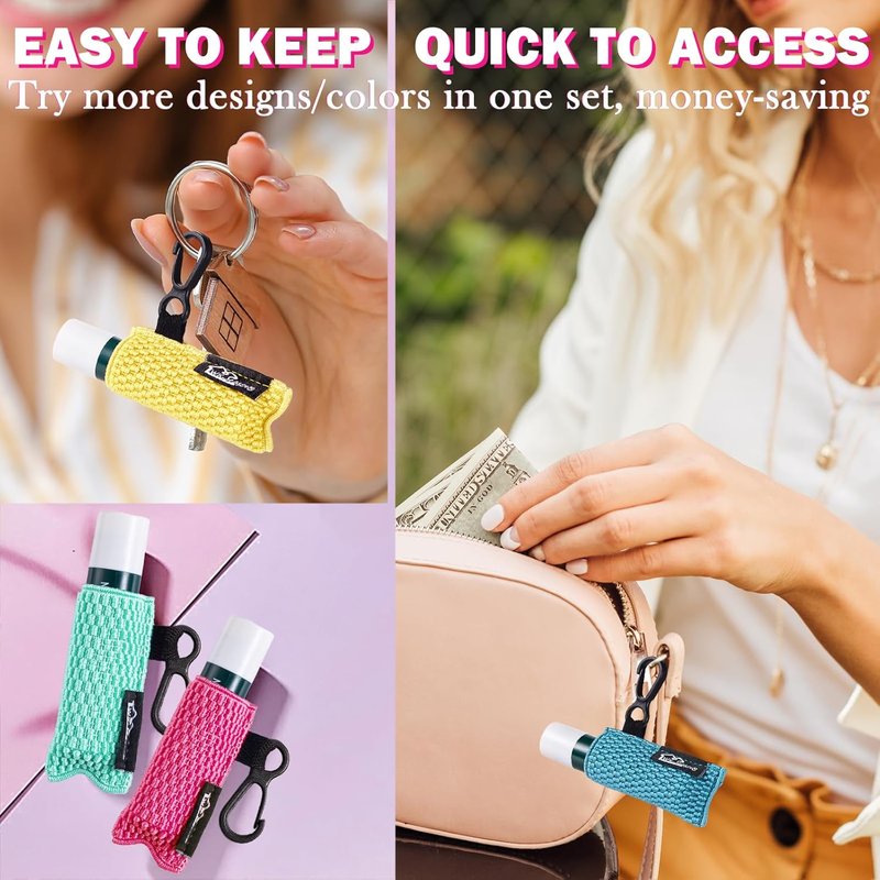 Lip Balm Holder Keychain - 10-Pack Clip-On Chapstick Sleeve | Elastic Lip Gloss Keychain Holder