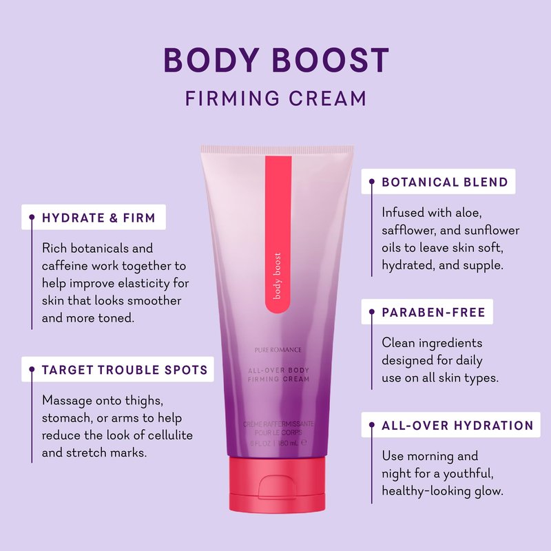 Pure Romance Body Boost, Daily Firming Cream, Our Best Body Lotion for Women Looking to Turn Back the Clock by Firming Experienced Skin with Gravity Defying Results, 6 Fl Oz