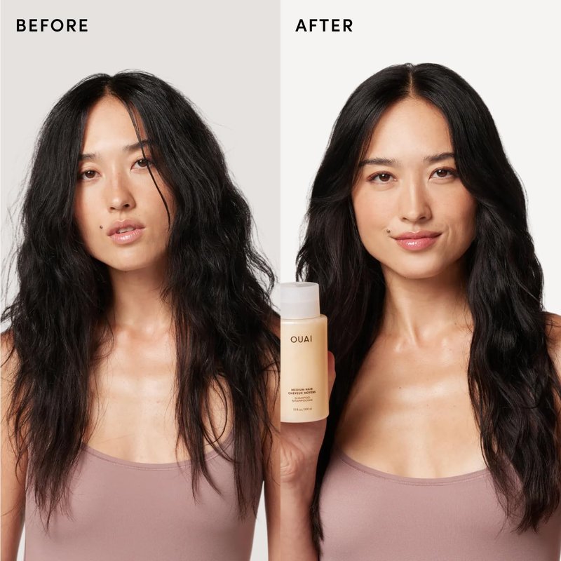 OUAI Medium Hair Shampoo & Conditioner Set, Travel Size - Hydrating Shampoo & Conditioner - With Coconut Oil, Babassu, Kumquat Extract & Keratin - Sulfate, Paraben & Phthalate Free (3 Oz)