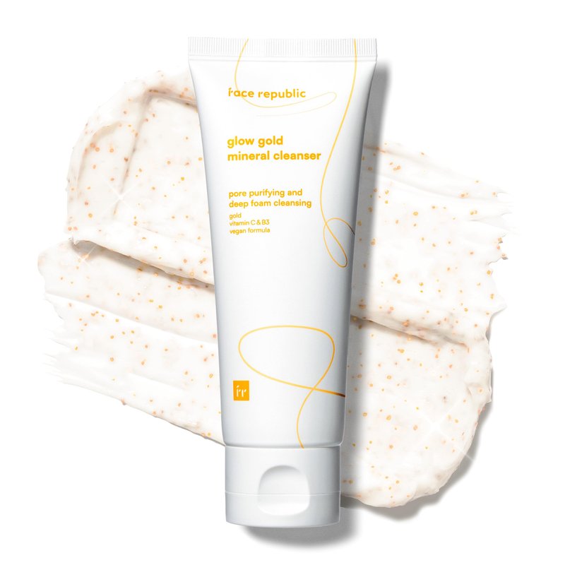 Face Republic Glow Gold Mineral Cleanser 100ml 3.38 fl oz | Deep Pore Purifying Foam | Vitalizing for Dull Skin | Gold, Rice Bran, Ginseng, Vitamins, Niacinamide | Vegan Korean Skincare