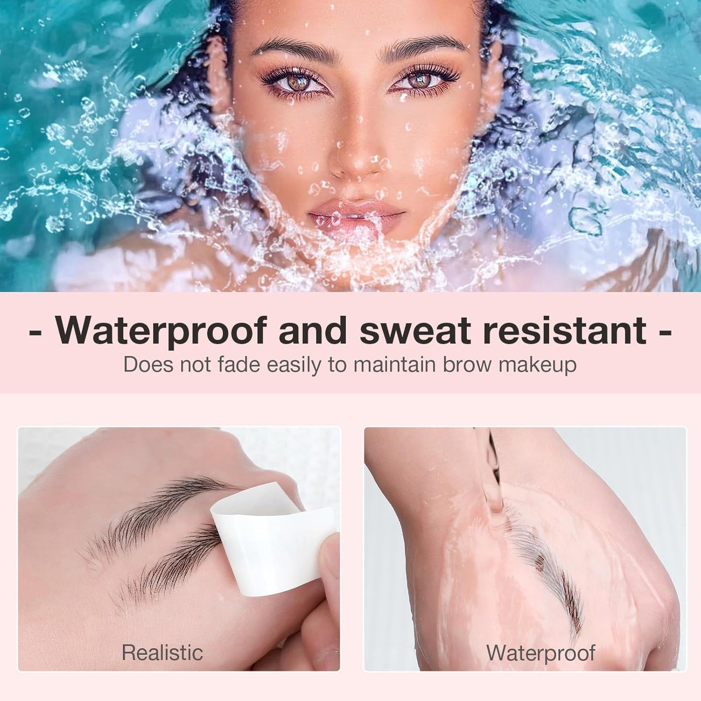Eyebrow Tattoo Stickers - 20 Sheets Waterproof 4D Hair-Like Natural Peel-Off Transfers | Natural Brown
