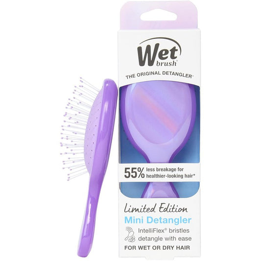 Mini Detangler Hair Brush - Gentle Knot Removal | Compact Travel Size, Soft Bristles, Works on All Hair Types - Prismatic Glow Purple