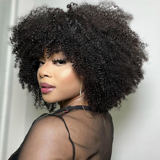 Mongolian Afro Kinky Curly Human Hair Bundles 10 10 10 Inch Afro Curly Weave Hair Extensions for Black Women Unprocessed Virgin Hair Afro Kinky Human Hair Bundles Natural Color