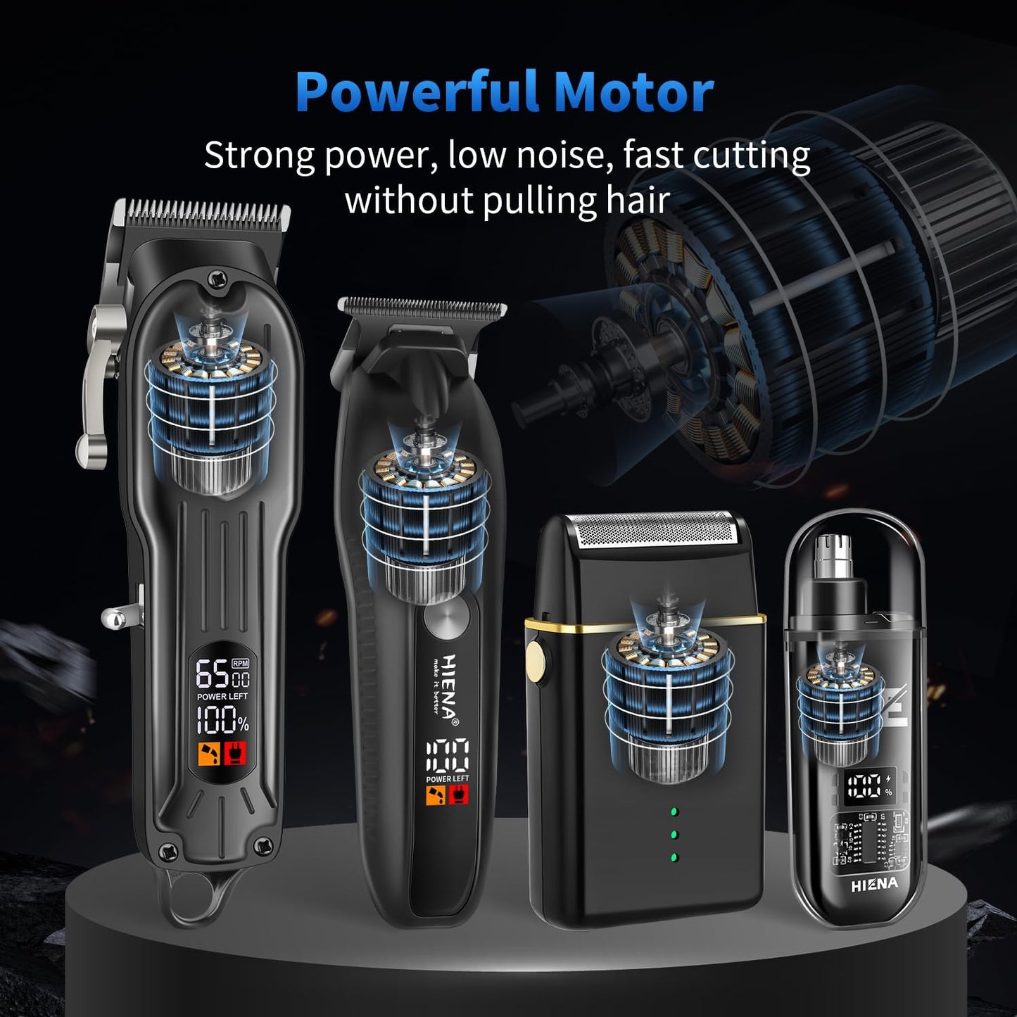 Professional Hair Clipper Set - Cordless Electric Clippers & Beard Trimmers | Rechargeable Barber Kit with Nose Hair Trimmer