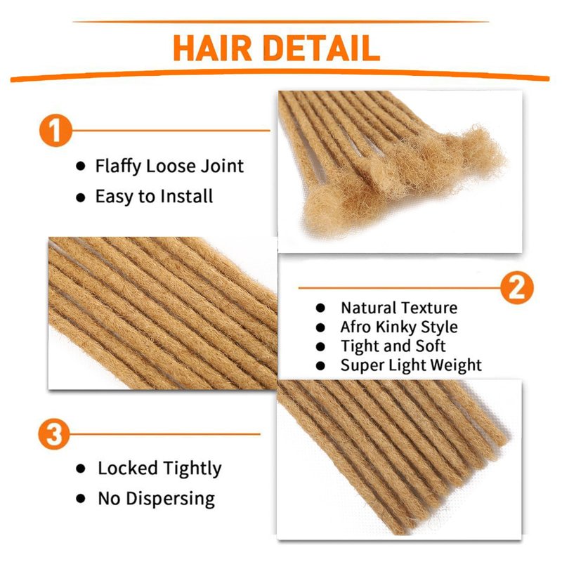 Dreadlock Extensions Human Hair 0.6cm Width 8 Inch 20 Strands, 100% Human Hair Loc Extensions, Full Handmade Locs Extensions for Men/Women, Can be Dyed Soft Dreads, #27 Blond
