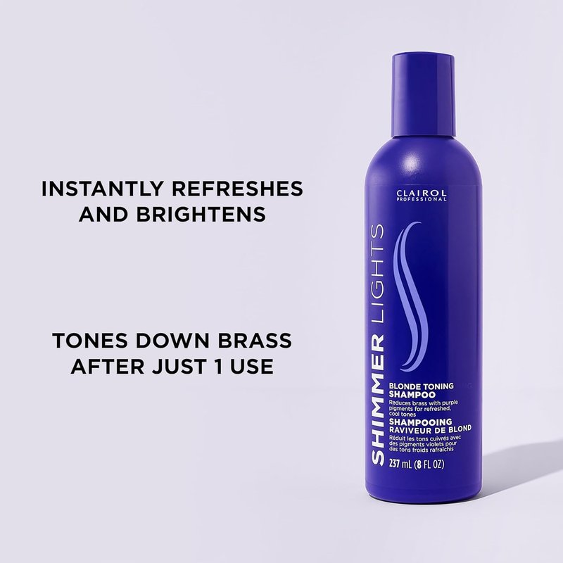 Clairol Professional Shimmer Lights Purple Shampoo - Neutralizes Brass & Yellow Tones | For Blonde, Silver & Gray Hair