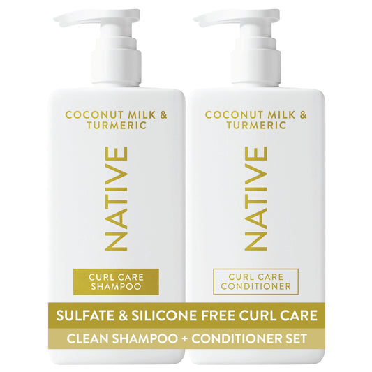 Native Coconut & Turmeric Shampoo and Conditioner Contain Naturally Derived Ingredients | All Hair Types, Color & Treated, Fine to Dry Damaged, Sulfate & Dye Free - 2-Pack