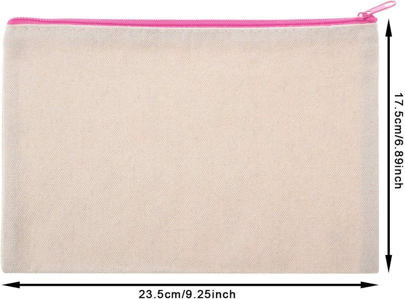 Canvas Makeup Bag Set - 18 Pieces Multipurpose Cosmetic & Toiletry Pouches for Women | DIY Blank Zipper Bags (Large)