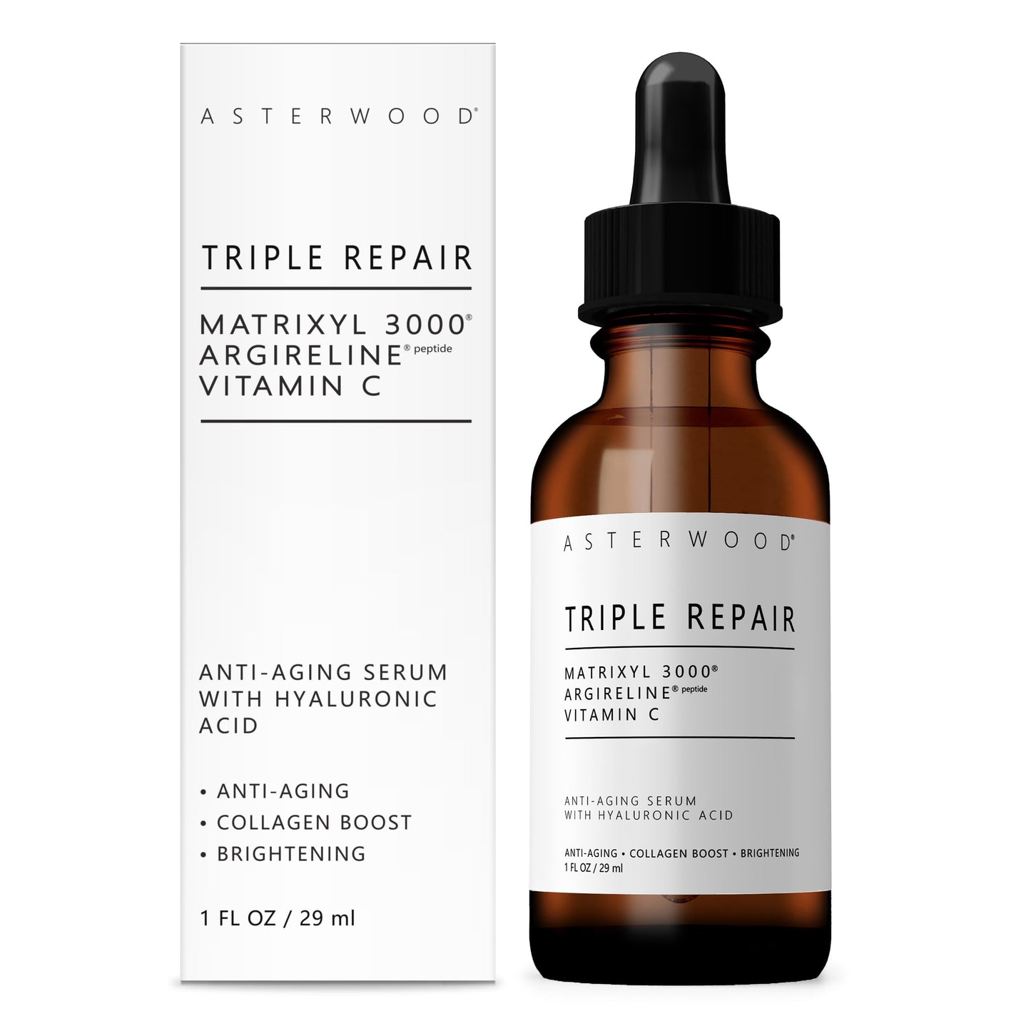 Asterwood Naturals Triple Repair Matrixyl 3000 1 oz + Argireline Peptide Serum 1 oz