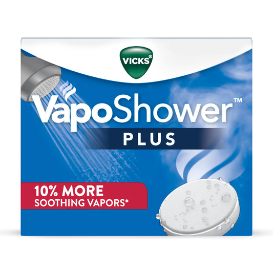 Vicks, VapoShower Plus, Shower Steamers, Eucalyptus Shower Steamer & Menthol Scent, Clean Dissolving Vapor Shower Tablets, Aromatherapy Shower Steamer & Shower Bombs, 12 count