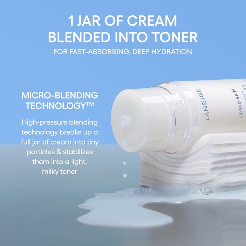 Laneige Cream Skin Toner - Lightweight Refillable Korean Milky Toner with Ceramide & Peptide for Hydration & Firming | 6.76 Fl Oz