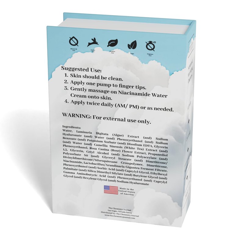 THE CHEMISTRY JOURNAL Niacinamide Water Cream - Pore Refining Face Moisturizer, Oil Control, Ultimate Hydration, Lightweight Cream, Radiant/Even Complexion. Made in the United States of America.
