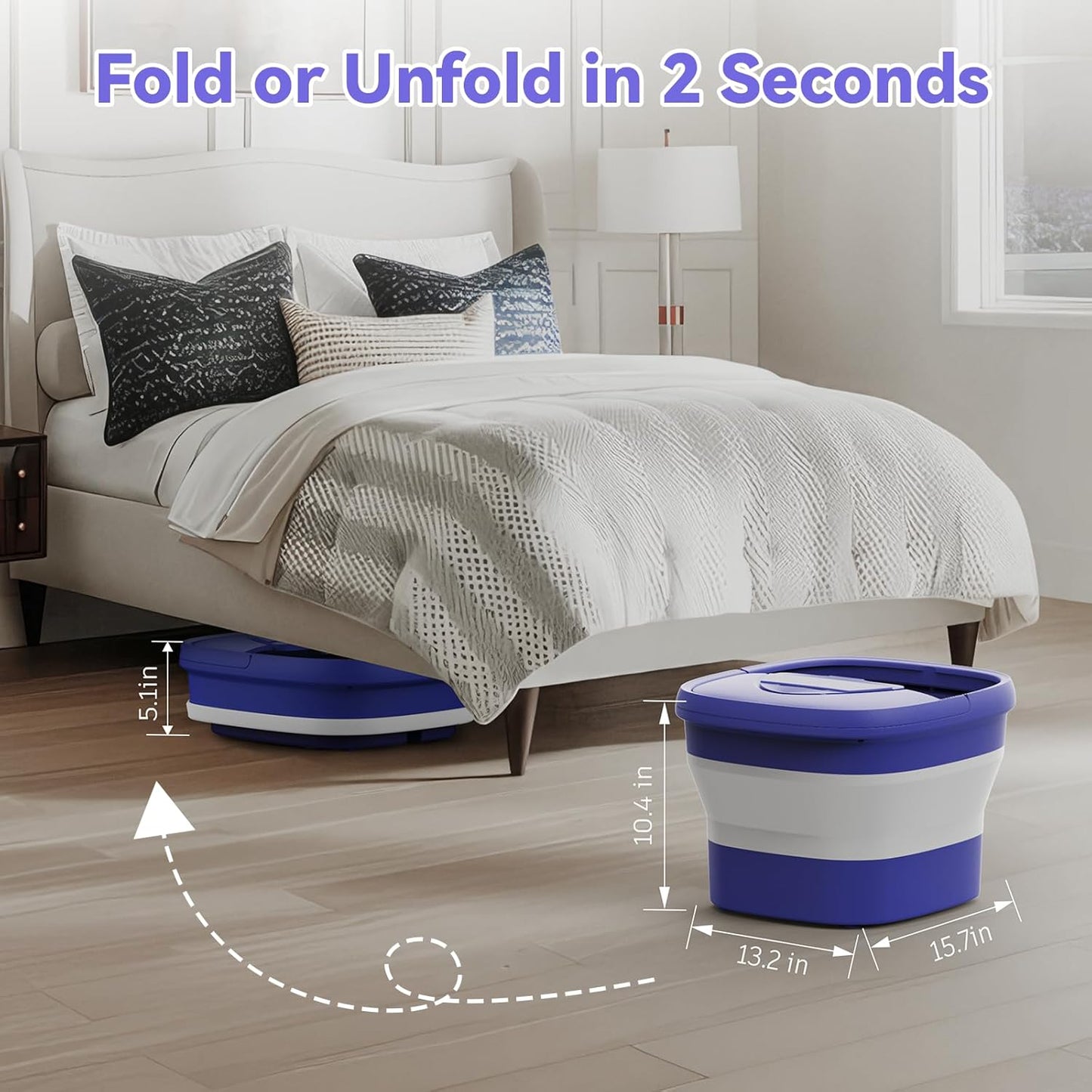 Collapsible Foot Spa - Heated Foot Bath Massager with Remote & Timer | 24 Motorized Shiatsu Massage Balls