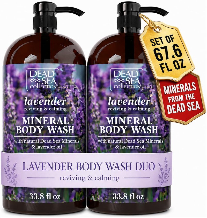 Dead Sea Collection Lavender Body Wash - Pure Dead Sea Minerals & Lavender Oil | Gentle Cleansing & Moisturizing - 2 Pack (67.6 fl. oz)