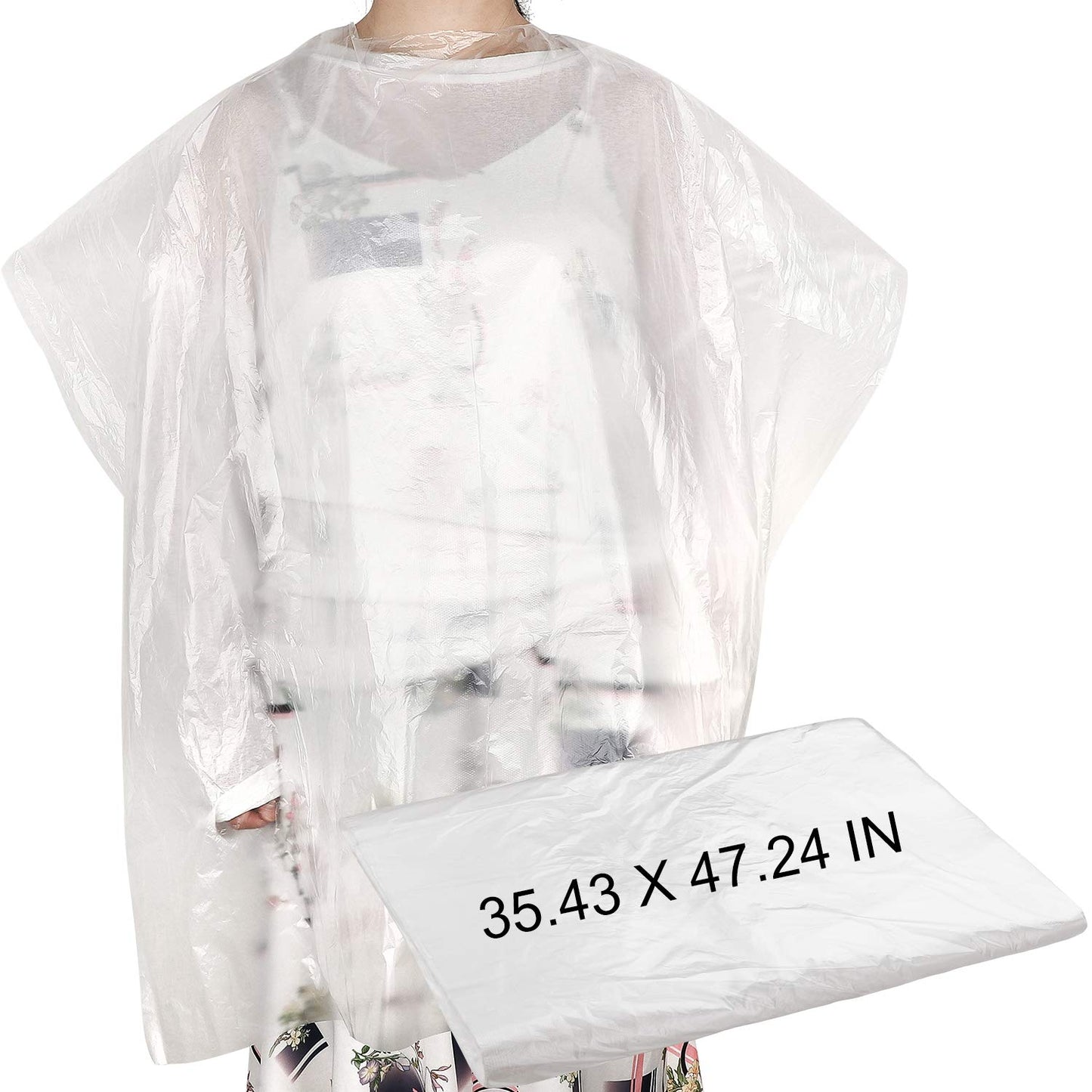 SATINIOR 200 Pcs Disposable Hair Salon Capes Bulk 35.43 x 47.24 Inch Transparent Waterproof Barber Hair Color Dye Cape Hairdresser Shampoo Apron Household Salon Cloak