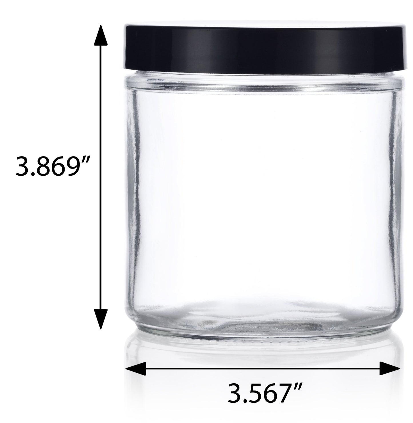 16 oz Clear Thick Glass Jar with Black Foam Lined Lid (6 pack)