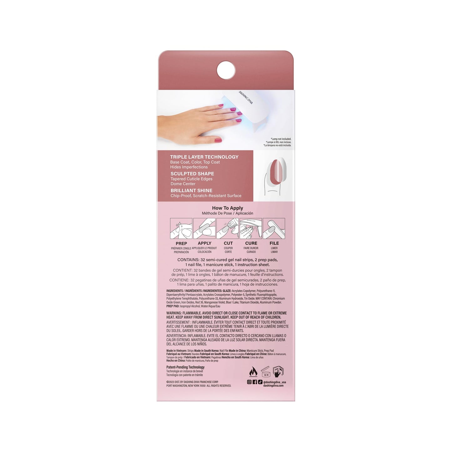 Dashing Diva Glaze Nail Strips - Jelly Glaze | Works with Any LED Nail Lamp | Long Lasting, Chip Resistant, Semicured Gel Nail Strips | Contains 34 Salon Quality Nail Wraps, 2 Prep Pad, 1 Nail File