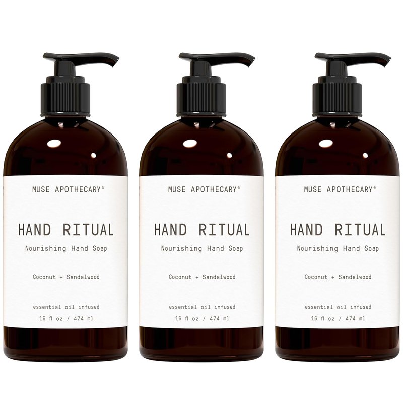 Hand Ritual Aromatic Hand Soap | Nourishing Essential Oils - 16 oz, Coconut + Sandalwood, 3 Pack