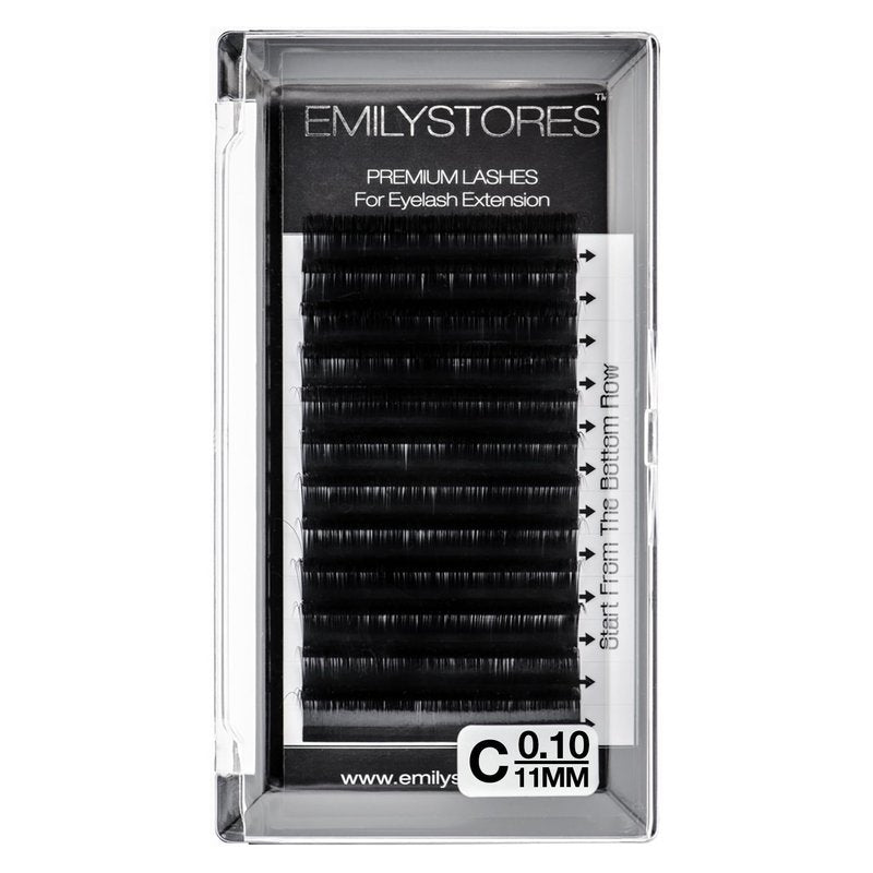 EMILYSTORES Eyelash Extensions 0.10mm Thickness C Curl Length 11mm Individual Volume Natural-Looking eyelashes Single Size For Lash Extension (0.10,C,11mm)
