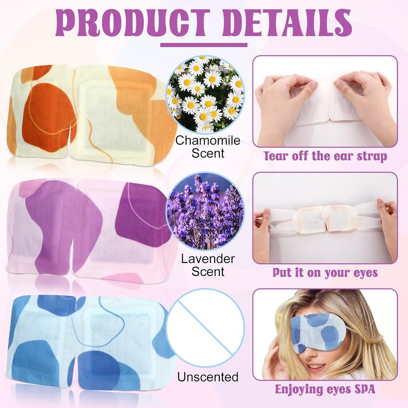 Steam Eye Masks - 100 Pcs Self-Heating Disposable Warm Compress for Home, Office & Travel | Relaxation Supplies