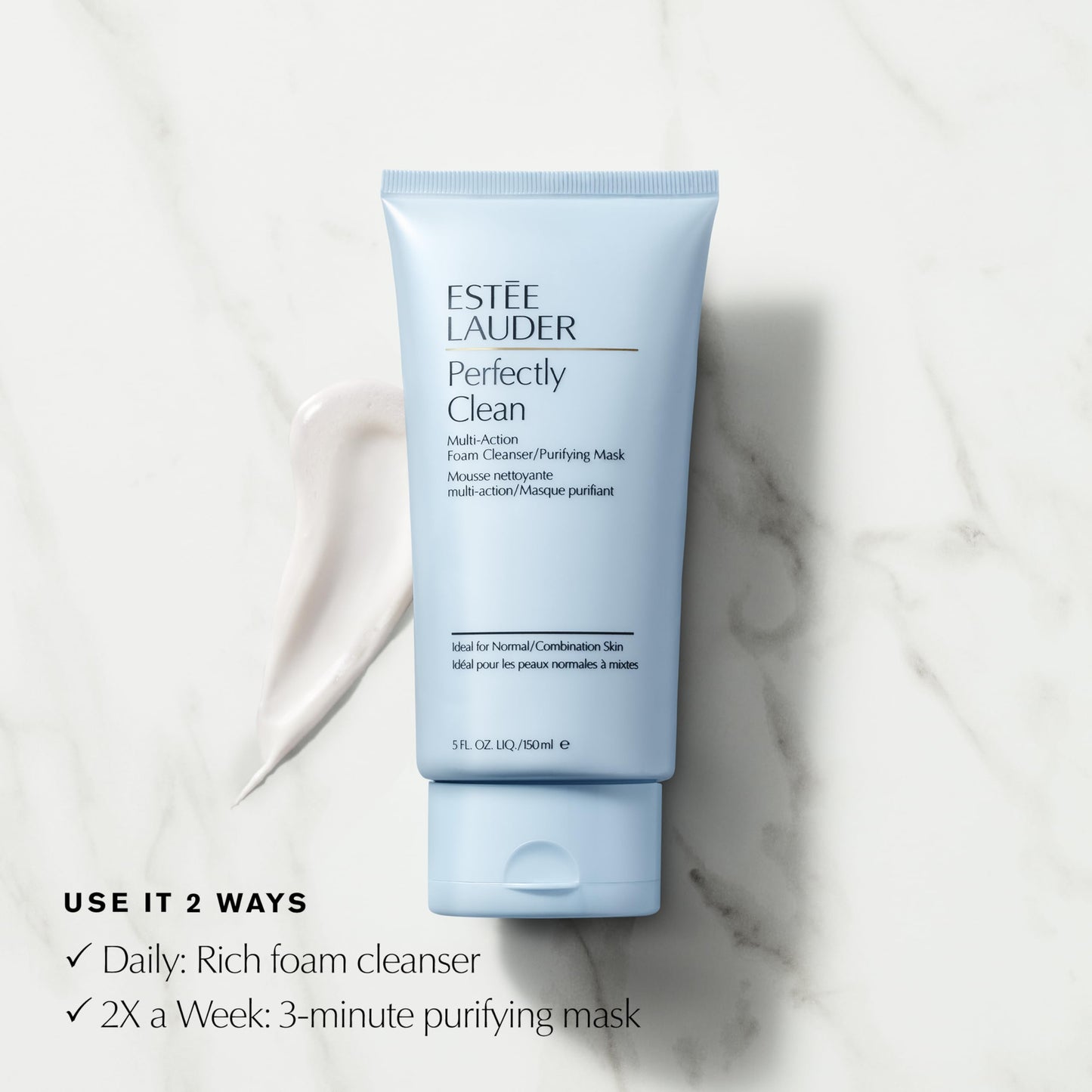 Estée Lauder Perfectly Clean Multi-Action Foaming Face Wash Cleanser/Purifying Face Mask | Daily Facial Cleanser, 5.0 Fl Oz
