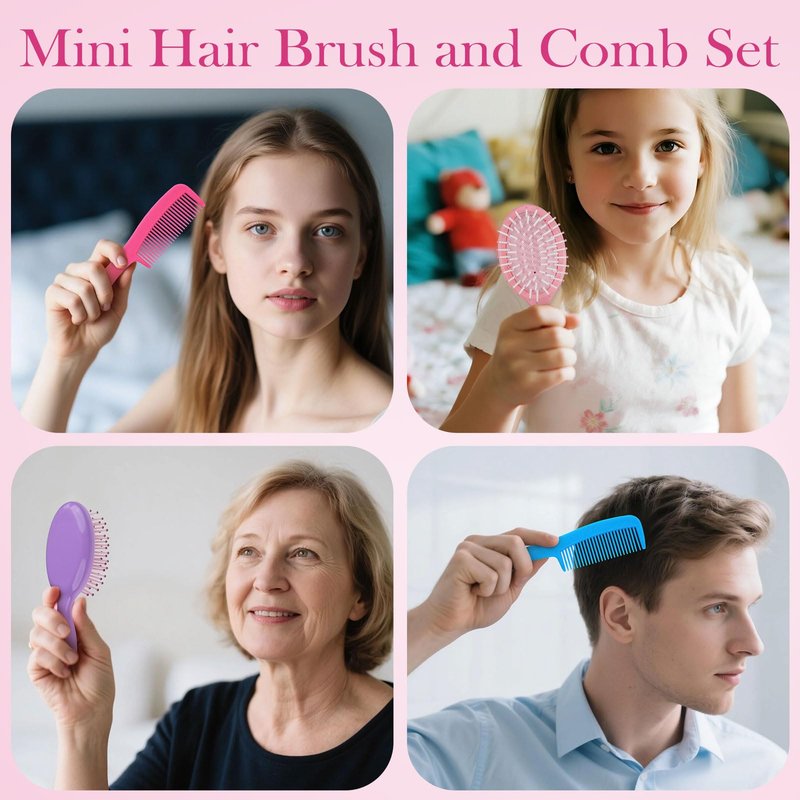 Bulk Hair Brush and Combs Set, Individually Wrapped Detangling Brushes for Wet & Dry Hair, Disposable Hairbrush for Women Men Travel Hotel Shelter Charity Supplies 5 Colors (5.5 inch, Count, 100)