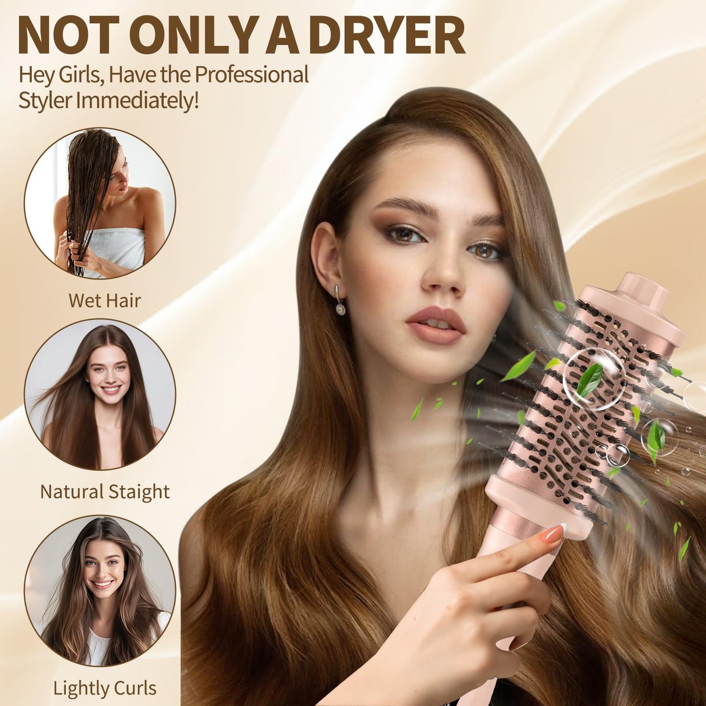 3-in-1 Hair Straightener Waves Curling Iron for Short & Long Hair Blow Out Dryer Brush Comb | Large Professional Salon Styling Tool Gift for Women,Men Hairstyles,Gift for Mom,Women,Lady
