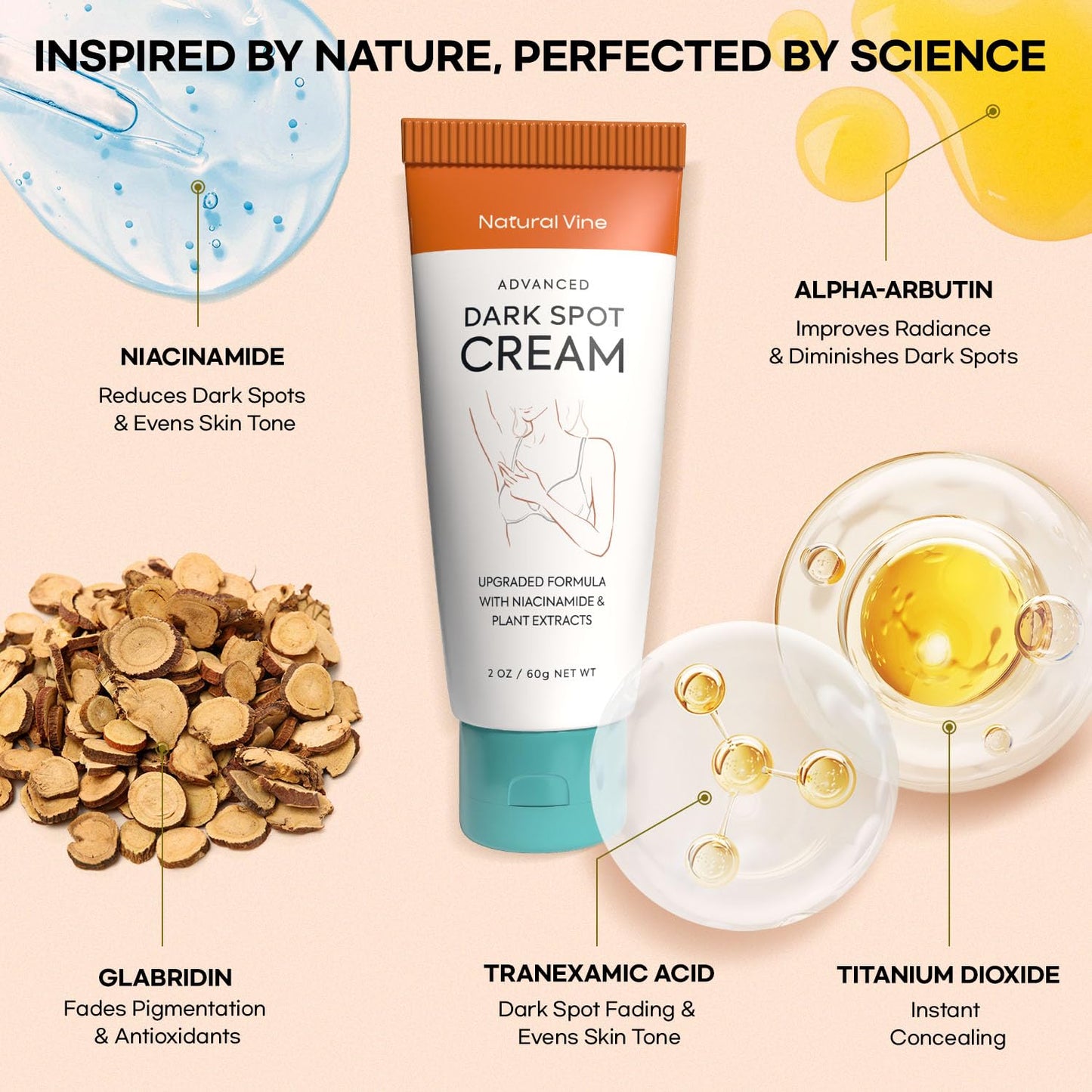 Natural Vine Dark Spot Corrector: Dark Spot Remover for Face and Body - Age Spot Brown Spot Sun Spot Remover Faded Spot Melasma Freckles Correcting - With Niacinamide for Women and Men 60g 2Pcs
