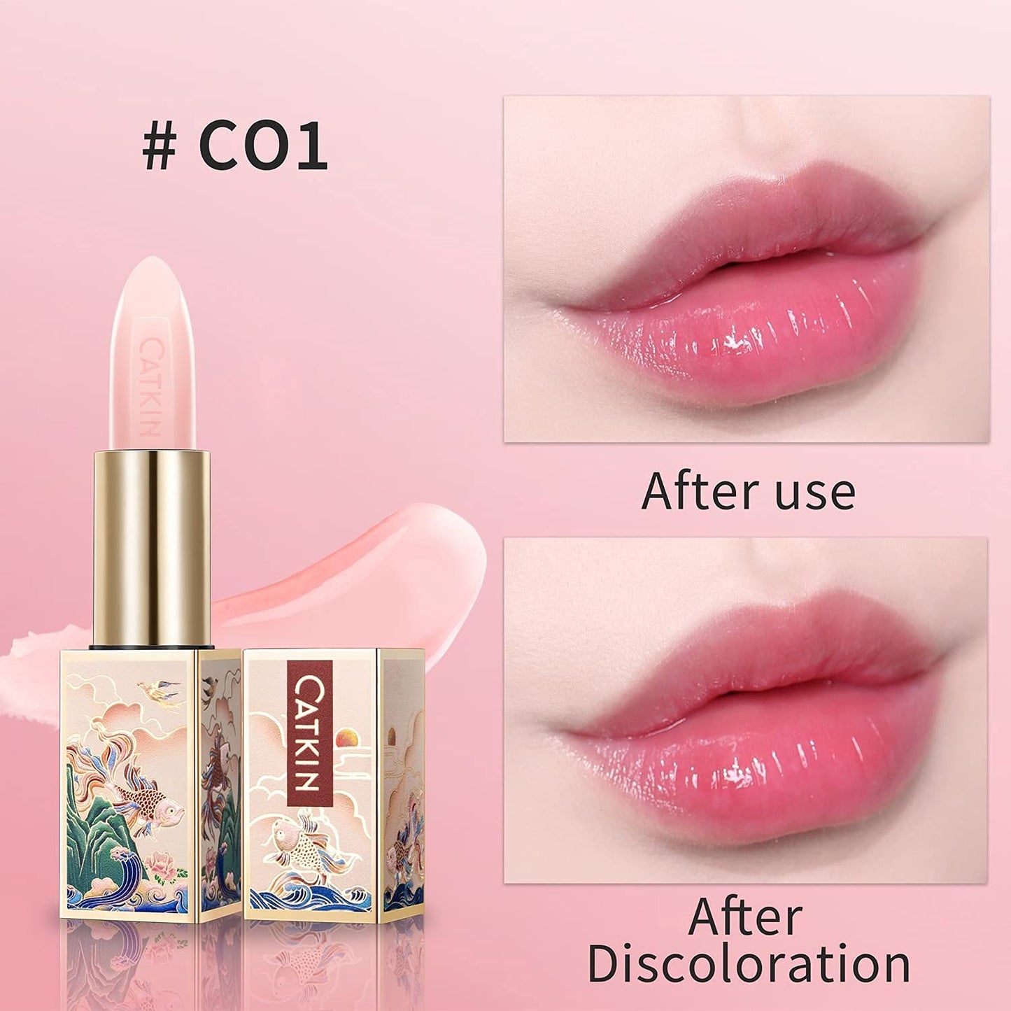 CATKIN 2Pcs Makeup Set Includes Natural Moisturising Lip Balm C01 and C03, Hydrating Lip Balm Chapstick Moisturising Lip Care with Vitamin E