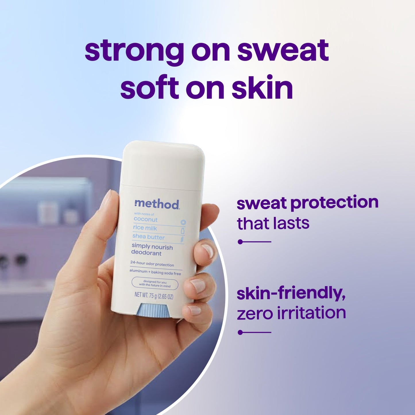 method Deodorant Stick, Simply Nourish, 24-Hour Odor Protection, 2.65 oz