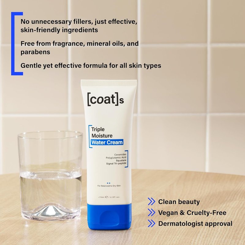 Triple Moisture Water Cream | Lightweight Gel Moisturizer for Balanced Skin, Fragrance-Free, 30-Day Supply