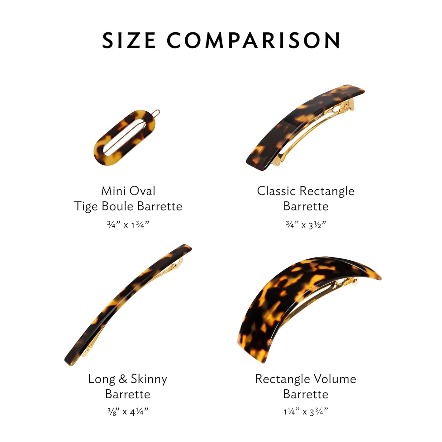 Tortoise Hair Barrette for Thin Hair - Classic Rectangle French Clip | Lightweight, Strong Hold
