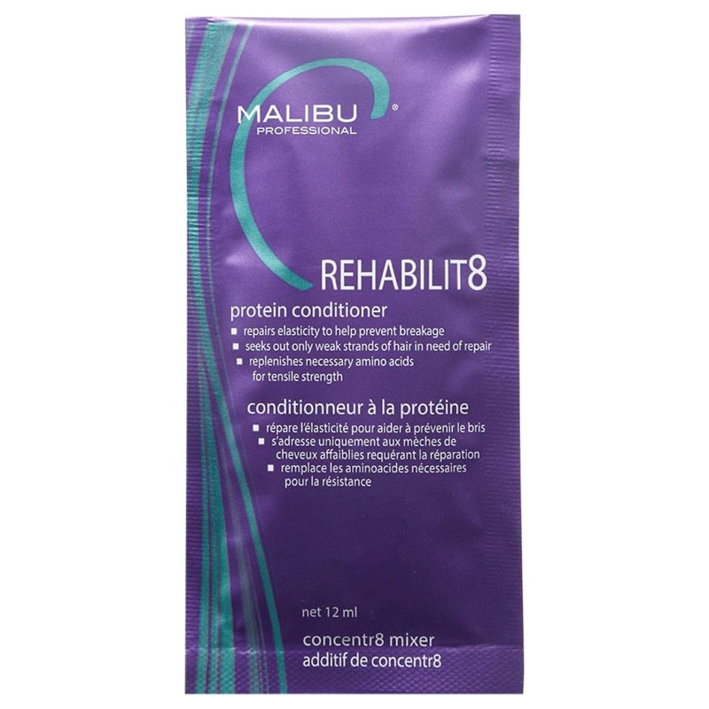 Malibu C REHABILIT8 Smoothing Protein Conditioner (1 Packet) - Replenishes Hair Protein & Amino Acids to Prevent Breakage - Hydrating Conditioner for Damaged Hair