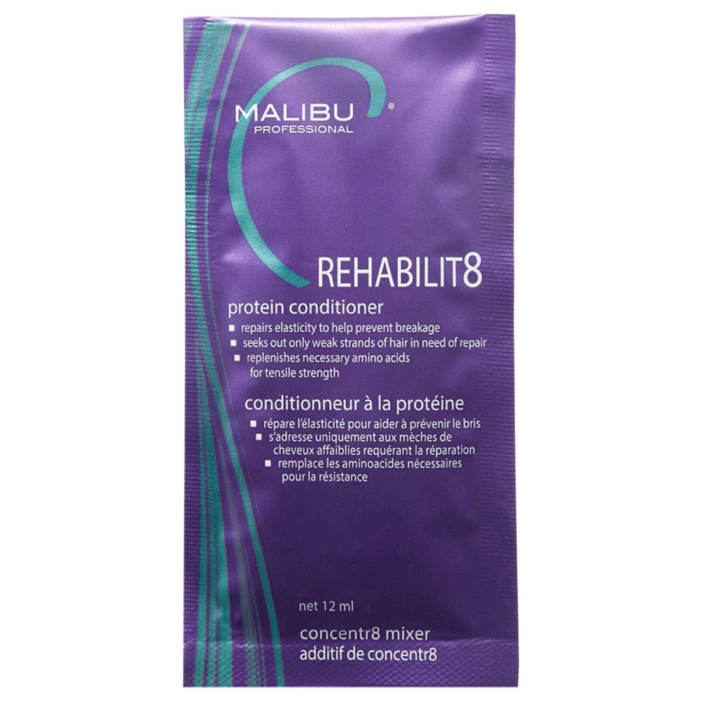 Malibu C REHABILIT8 Smoothing Protein Conditioner - Replenishes Hair Protein & Amino Acids to Prevent Breakage - Hydrating Conditioner for Damaged Hair