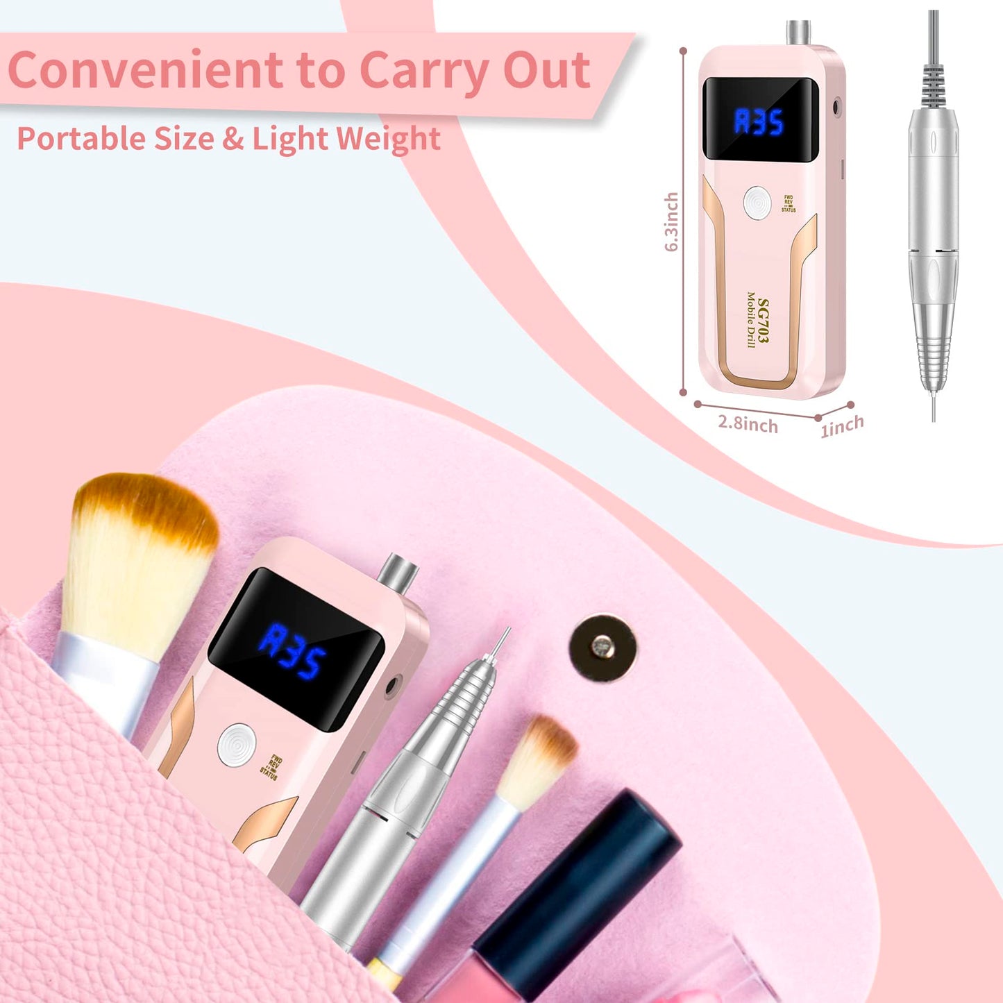 MOCOWIND Portable Nail Drill Professional 35000RPM, Electric Nail File