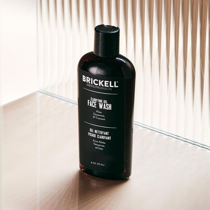 Brickell Men's Clarifying Gel Face Wash - Foaming Daily Cleanser with Aloe & Coconut | 8 Ounce