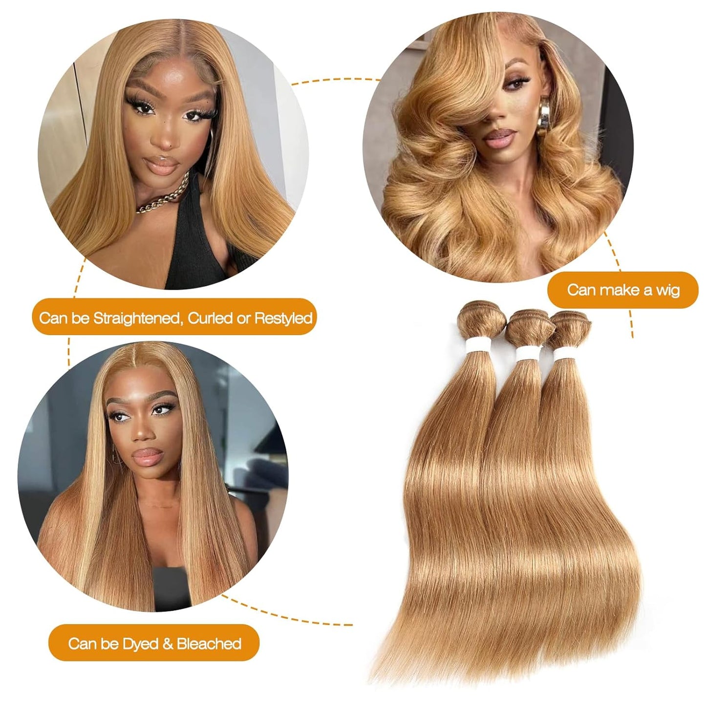 Ijoy 14 Inch Straight Human Hair Bundle - Honey Blonde 10A Brazilian Virgin Hair Extension