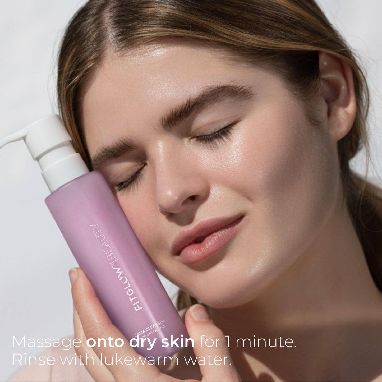 Fitglow Beauty Calm Cleanser | Gentle Milky Face Cleanser for Sensitive Skin | Hydrating & Balancing Facial Wash with Ceramides & Cucumber | Makeup Remover | Plant-Based, Fragrance-Free | 120ml