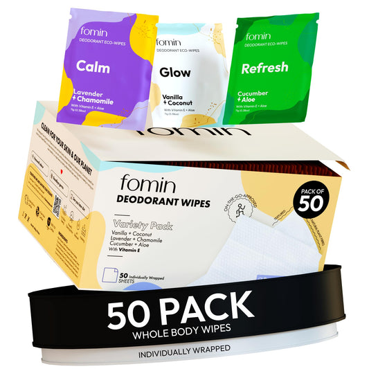 FOMIN Travel Deodorant Wipes - Variety Pack - 50 Count