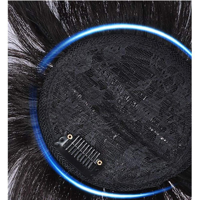 16" Women Human Hair Braided Headband Hairpiece Natural Looking Hairband Braids Human Hair Topper with Bangs Twist Braid Clip in Human Hair Extension Natural Black