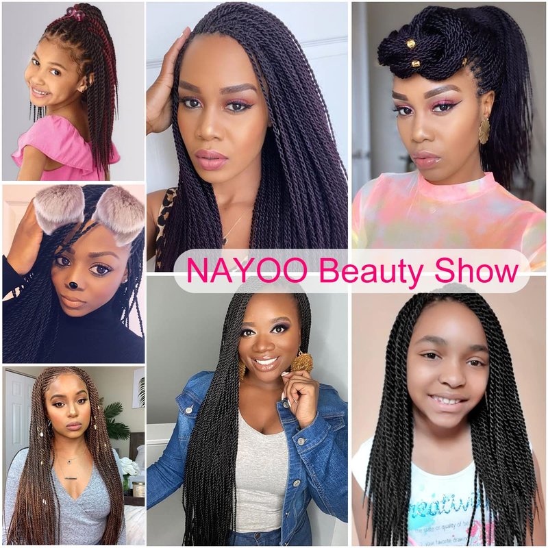 NAYOO Senegalese Twist Crochet Hair - 8 Packs 14 Inch Small Crochet Hair for Braiding, 30 Strands/Pack Braid Crochet Hair For Women, Crochet Twist Hair Braiding Hot Water Setting(14 Inch,1B/27)