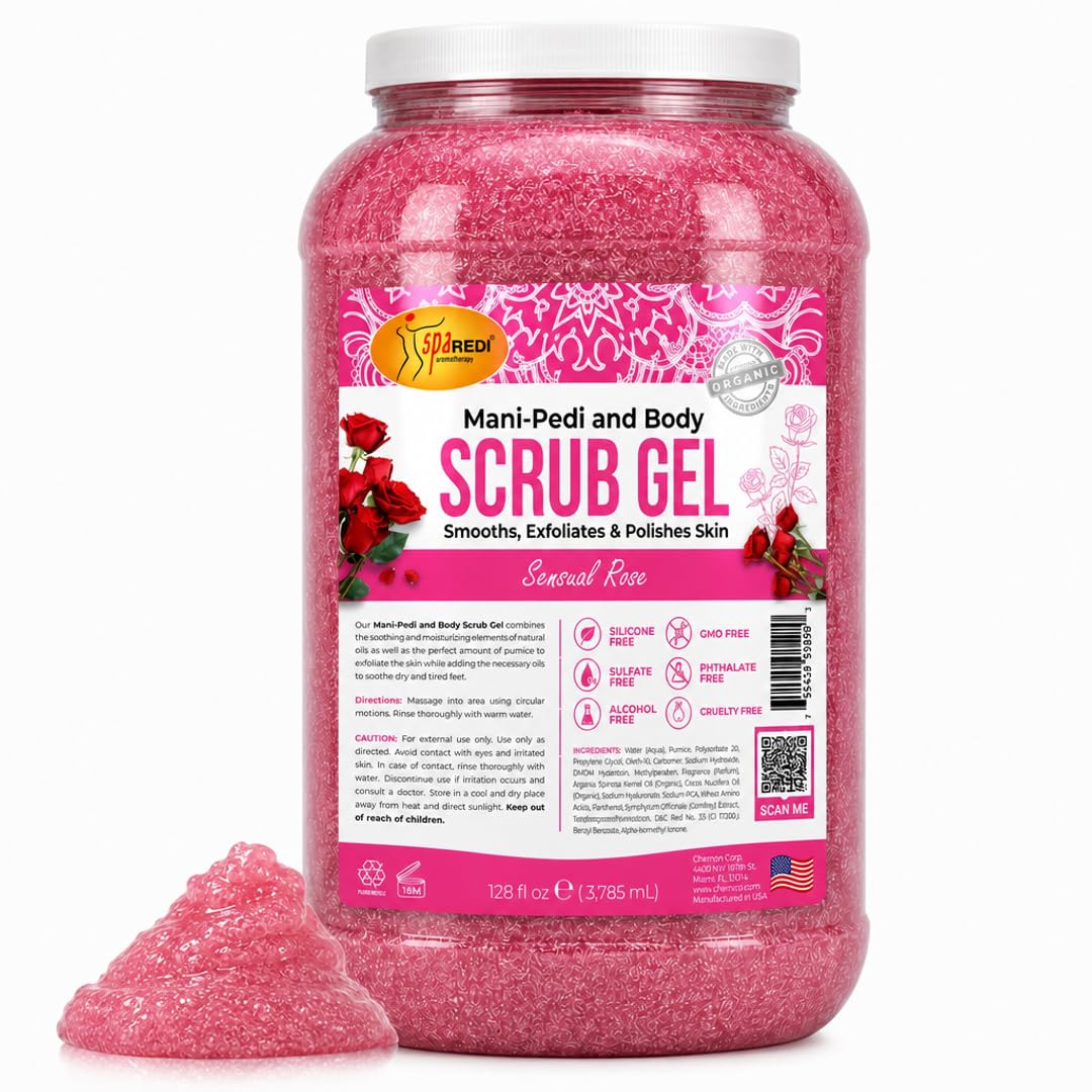 SPA REDI Professional Foot Scrub Gel – Dual-Action Pedicure Treatment | Dual-Action Skin Transformation for Softer, Nourished Feet & Elevated Client Satisfaction (128oz Gallon)