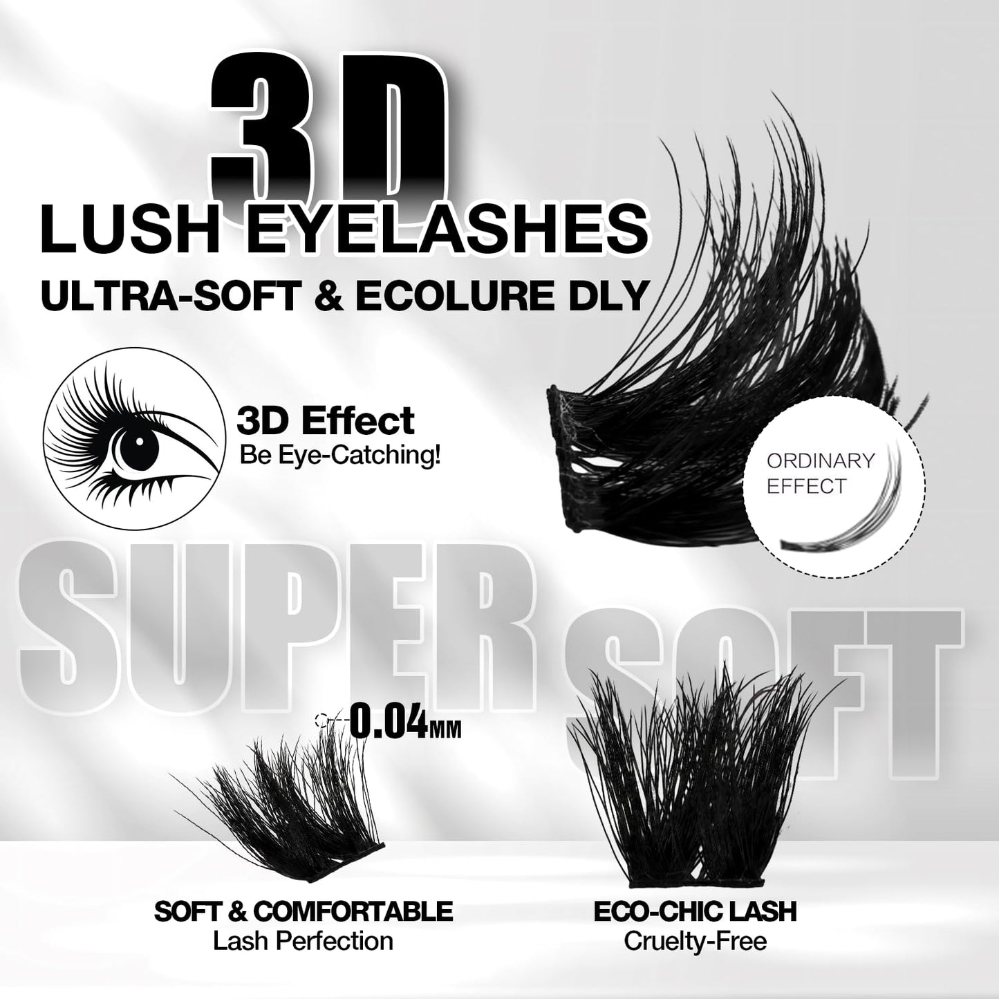 Lash Clusters Kit, DIY 3D Cluster Eyelash Extensions 10‑18mm,108pcs Fluffy D Curl Soft Natural Lashes with Lash Bond and Seal,Tweezers, Remover–Natural Fake Cat Eye Wispy Individual Clusters（211-5-L）