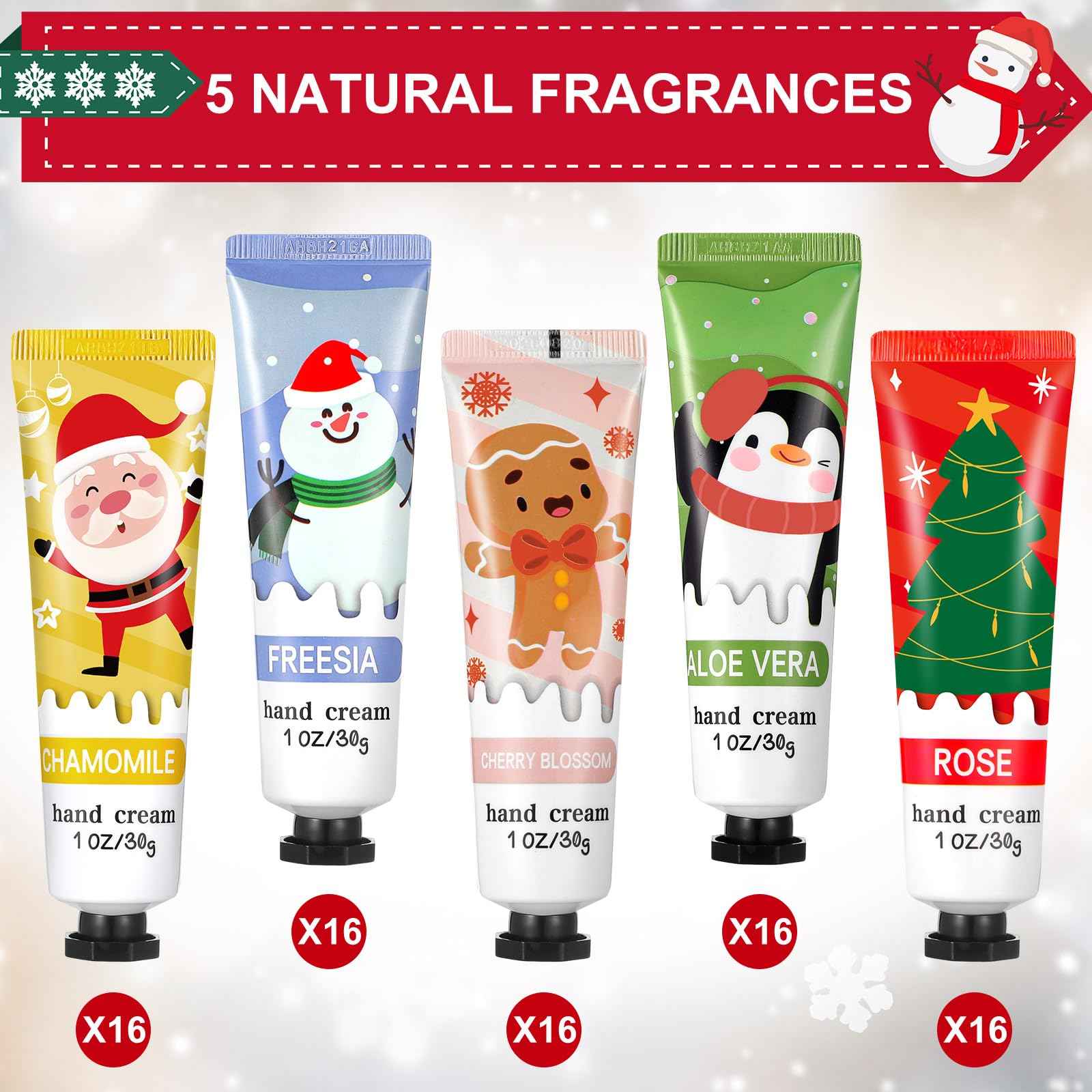 Swiffen 80 Pcs Christmas Hand Cream Gift Set for Dry Cracked Hands Natural Plant Fragrance Shea Hand Lotion Mini Hand Moisturizing Cream Christmas Gifts for Women Mom Christmas Stocking Stuffers