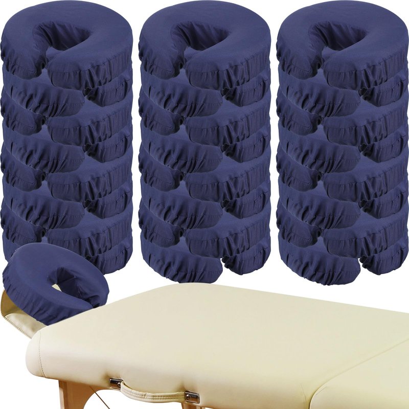 Macarrie 24 Pcs Face Cradle Covers for Massage Table Microfiber Reusable Soft Thicker Massage Table Headrest Covers Bulk Oil Proof Cradle Head Rest Sheets for Spa Beauty Salons(Navy Blue)