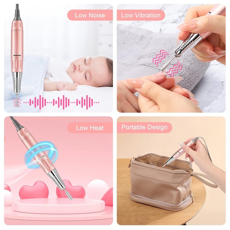 Professional Electric Nail Drill - 35000 RPM Cordless Nail File Kit with 11 Bits for Acrylic & Gel Nails | Portable Manicure & Pedicure Tool