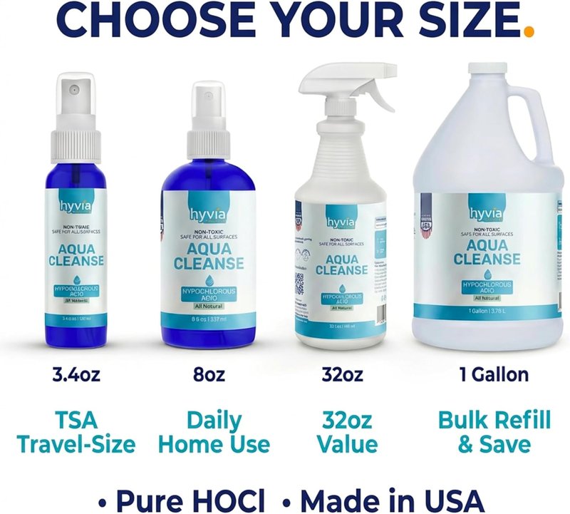AquaCleanse Hypochlorous Acid Cleaner - All-Natural, Safe for Kids & Pets | 1 Gallon Refill